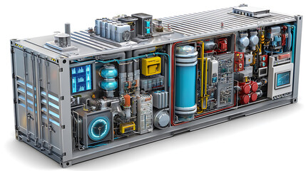 Poster - advanced industrial machinery systems factory floor 3d model high-tech environment close-up view eng