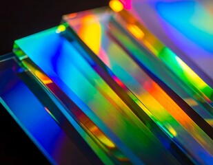 Poster - Abstract Rainbow Prisms Vibrant Color Spectrum, Glass Reflections