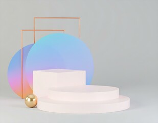 Poster - Pastel Display Abstract Geometric Stage with Gradient Circles
