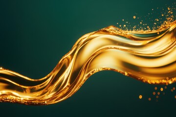 Poster - Flowing liquid gold creates an enchanting spiral pattern against a dark background during a mesmerizing artistic display
