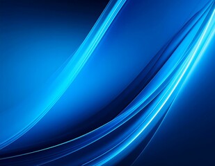 Poster - Abstract Blue Curves Dynamic Glowing Lines, Smooth Waves, Digital Art Background