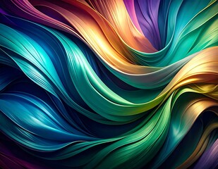 Poster - Abstract Swirling Colorful Waves, Vibrant Hues, Fluid Design, Dynamic Curves, Artistic Rendering, Gr