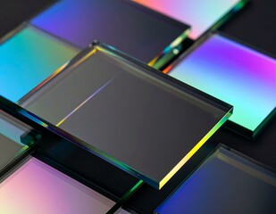 Poster - Iridescent Glass Panels Abstract Geometric Colorful Design