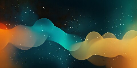 Poster - Black blue green teal orange yellow white abstract background. Geometric. Color gradient ombre blur fluid. Circle wave line. Noise grain mesh. Light neon glitter shimmer metallic. Design

