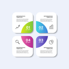 Poster - Modern infographic design with four square elements and icons. Business and marketing infographic design template
