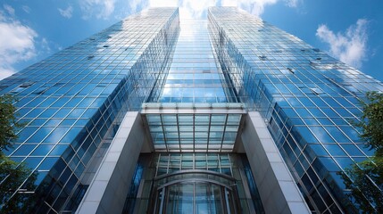 Poster - Towering Glass Corporate Building with Double Height Perspective