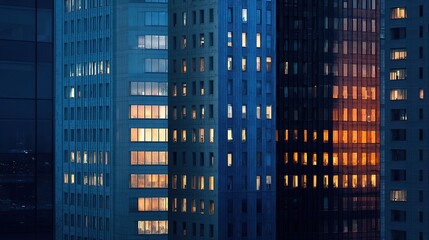 Poster - Daytime Urban Skyscraper Windows Showing Light and Color Effects