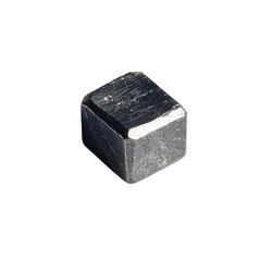 Poster - Metallic Cube on Black Background with Sharp Edges and Texture