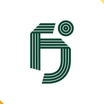 Parallel Line Monogram Initial Logo Logo Letter F and J