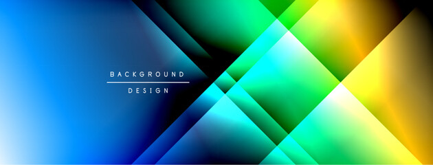 Aufkleber - Vibrant abstract background. Geometric shapes blend blues, greens, yellows. Modern design creates dynamic visual effect.