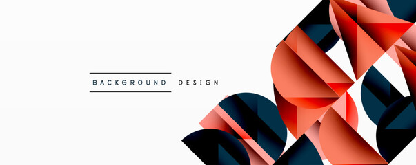 Aufkleber - Abstract geometric shapes, orange, blue, white. Modern design elements create dynamic visual texture. Minimalist style, clean lines.