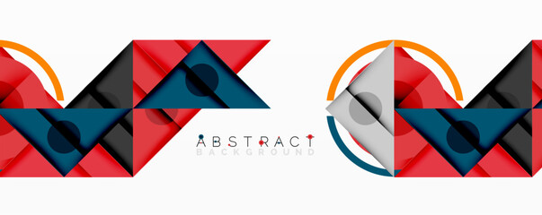 Poster - Geometric shapes create vibrant pattern. Red, teal, black colors dominate design. Modern abstract background element.