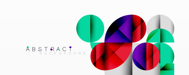 Poster - Colorful overlapping circles create modern abstract background. Gradient shades provide visual depth, simple design.