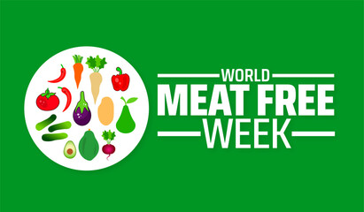 Wall Mural - world meat free week background banner or poster design template. observed every year in june. holid