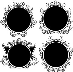 Leinwandbilder - set of four circular vintage ornament frames