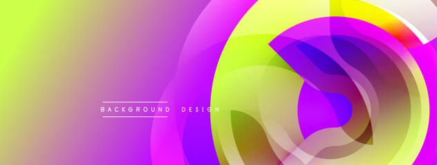 Poster - Vibrant abstract background. Overlapping circles create dynamic visual effect. Gradient colors blend smoothly, offering modern aesthetic.