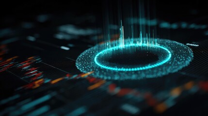 Poster - Wealth visualization for prosperity with strategy and income concept. Futuristic digital interface with glowing data visualization elements.