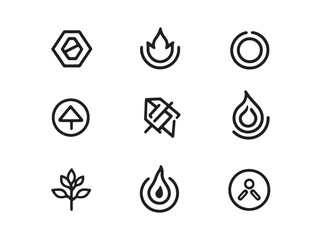 Poster - fire symbol line art minimal clean outline style icon