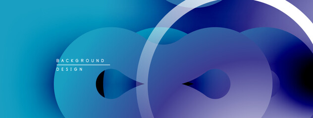Leinwandbilder - Abstract fluid shapes, blue gradients, modern design. Overlapping circles create dynamic visual effect. Smooth transitions, vibrant colors.