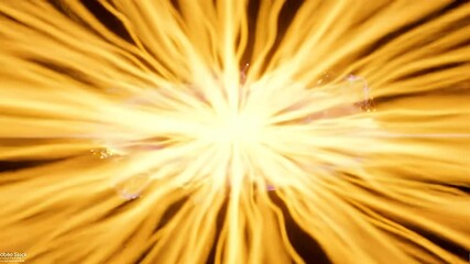 Poster - Abstract Golden And Purple Energy Cloud with Particles on Black Background Nebula Vortex Smoke Plasma