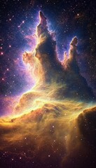 Wall Mural - fiery nebula with warm red and yellow hues, enkindling the vastness of space exploration