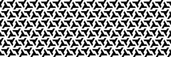 Poster - horizontal seamless black and white geometric design for pattern and background.