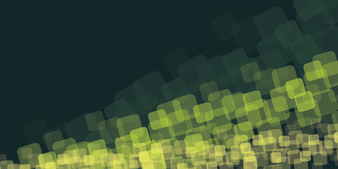 Poster - A modern abstract background features overlapping rounded squares in vibrant green and yellow tones on a dark backdrop, creating a dynamic, geometric, and stylish visual composition.