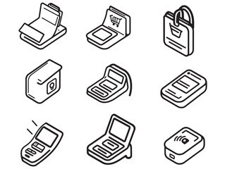 Poster - Online Shopping Checkout Line Art Drawing for Ecommerce
