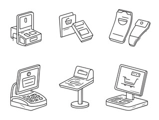 Poster - Minimalist Line Art of Digital Checkout User Flow