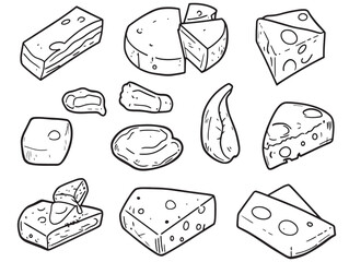 Poster - simple cheddar cheese food line art vector graphic