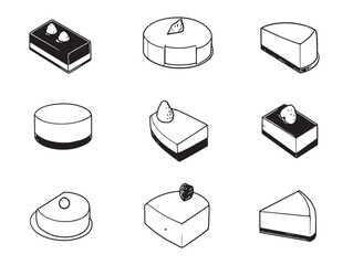 Poster - Elegant cheesecake line art drawing for food packaging