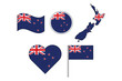 © DINESH MADUSANKA - set of badges with flag of New Zealand vector illustration