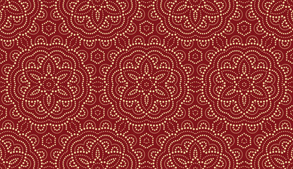 Poster - Flower geometric pattern. Seamless vector background. Golden and red ornament