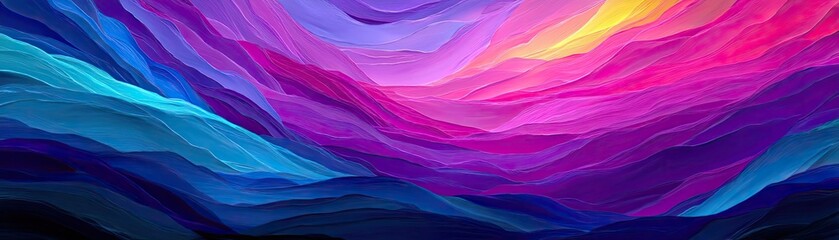 Poster - Soothing colors with positivity and focus through wellness concept. Vibrant abstract waves in hues of blue, pink, and yellow shades.