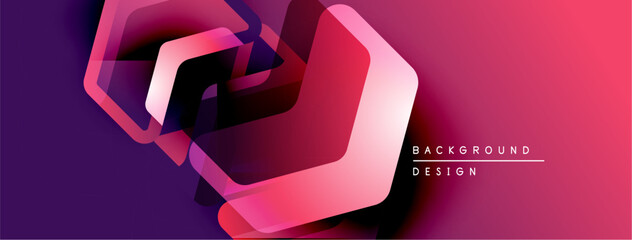 Leinwandbilder - Abstract geometric shapes overlap, creating dynamic pink purple gradient. Modern design element for backgrounds, banners, presentations.