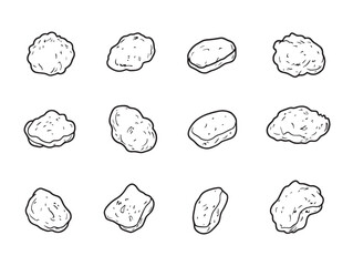 Poster - Clean Chicken Nugget Icon Line Art Vector Artwork