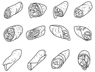 Poster - Traditional Chimichanga Line Art Vector Image Design