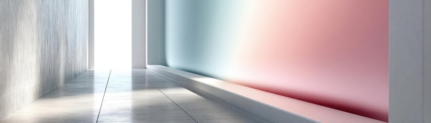 Poster - Soothing colors with positivity and focus through wellness concept. Modern interior space with colorful walls and sleek flooring.