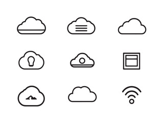Poster - Modern Cloud Storage Symbol Line Art Vector Illustration