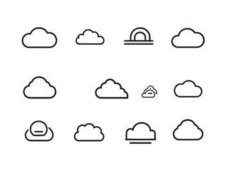 Poster - Clean Cloud Storage Outline Line Art for Digital Use