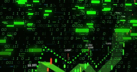 Poster - Opening dark binary field sliding glitch bars and dotted line morphing into arrow showing growth