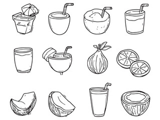 Poster - minimalist coconut milk hand drawn vector line art