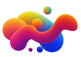 Poster - abstract fluid gradient shapes and spheres on black background