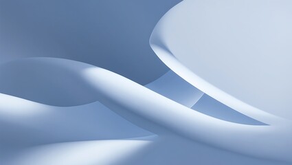 Poster - Abstract blue wave forms with soft shadows and smooth curves on a light background