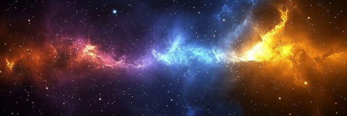 Wall Mural - fiery nebula, sparkling stars and rich deep blues a vibrant cosmic scene illuminating the cosmos