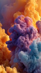 Poster - Vibrant swirling clouds in shades of purple, orange, and blue create a mesmerizing abstract formation.