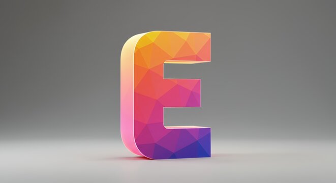 Letter E Low Poly Design
