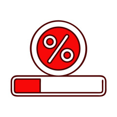 Poster - Percentage icon with loading bar in red and white color scheme  