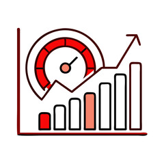 Poster - Performance graph showing upward trend with gauge and bars concept of icon  