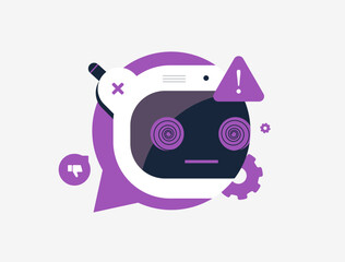 Fototapete - AI hallucination concept featuring LLM misinterpretation, ai misinformation, errors in big data, artificial intelligence mistakes. Isolated vector illustration